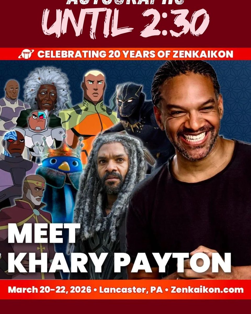 zenkaikon's tweet photo. ATTENTION! Khary Payton is still going to sign autographs for the next couple of minutes!

#zenkaikon #anime #animeconvention https://t.co/P4cLxfTgsJ