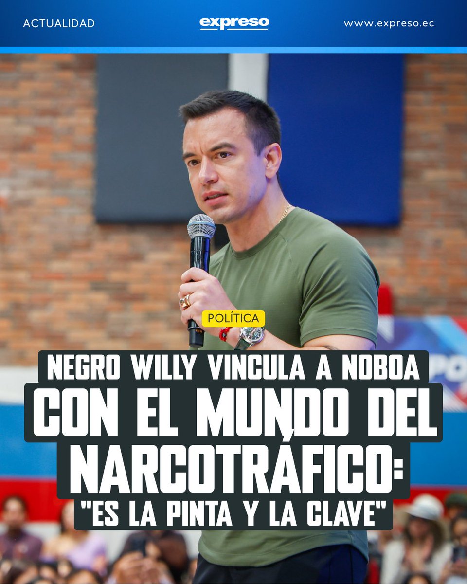 Negro Willy acusó al presidente de Ecuador, Daniel Noboa, de tener vínculos con el narcotráfico durante una entrevista publicada por el medio internacional El Mundo.

Esto fue todo lo que dijo el líder de los Tiguerones 👉 bit.ly/4c01BRy