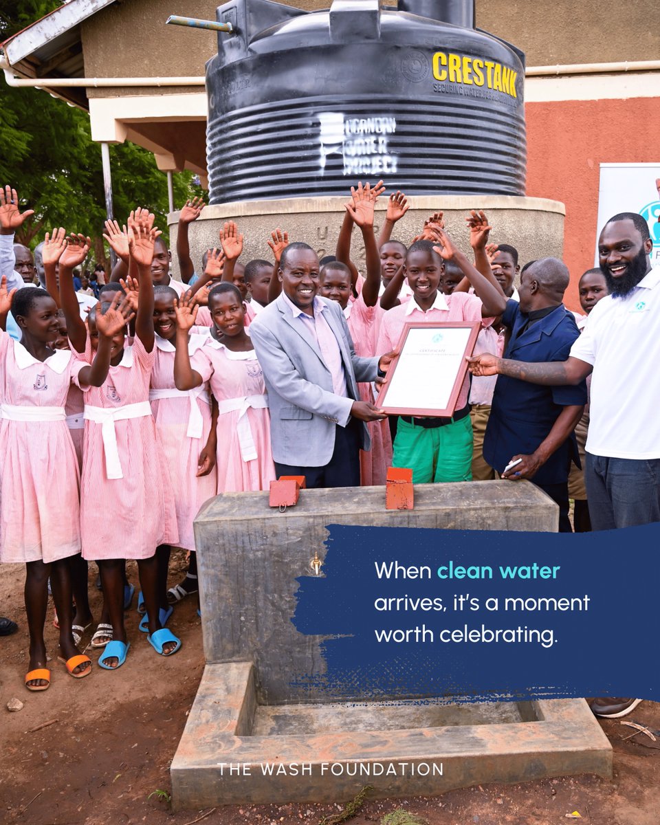 TheWASHFound's tweet photo. Happy #WorldWaterDay!

6 schools in Tororo, Uganda now have clean water on school grounds. 3,300+ students. Enrollment up, illnesses down. 

Help fund the next phase → https://t.co/T3jIVuIADu

#WhereWaterFlowsEqualityGrows #WASHForAll https://t.co/aXqf7jj4U8