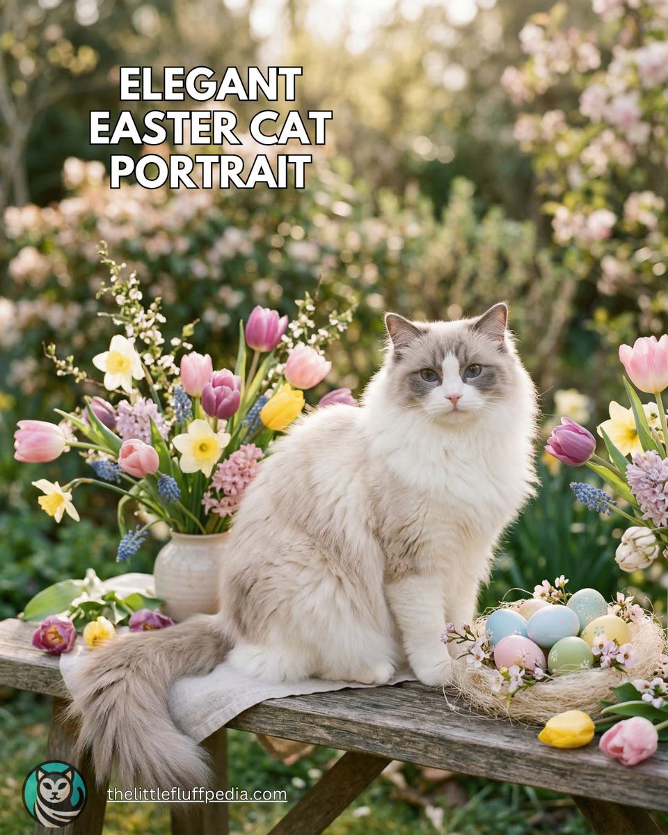 Fluff_Pedia's tweet photo. Elegant Easter Cat Inspiration
An elegant long-haired cat, pastel eggs, and spring flowers make a beautiful Easter photo idea. More inspiration is in the full blog post.
https://t.co/9oxpALugzg
#EasterCat #ElegantCat #SpringCats #CatPhotos https://t.co/SwfQnuxy8H