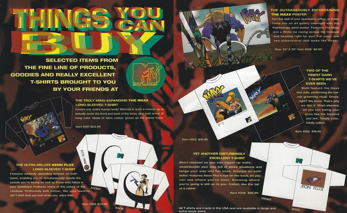 WizardsComics's tweet image. The Maxx animated series on MTV based on the #samkieth comic book series inspired some cool merch that was available through a flyer packed in with Wizard magazine issue 51.