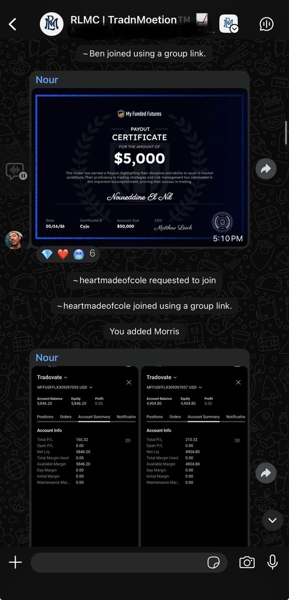 samoelyfe's tweet photo. RECENT PAYOUTS FROM RLMC MEMBERS 💎🏦 @MyFundedFutures https://t.co/Y9eO8YAIbF