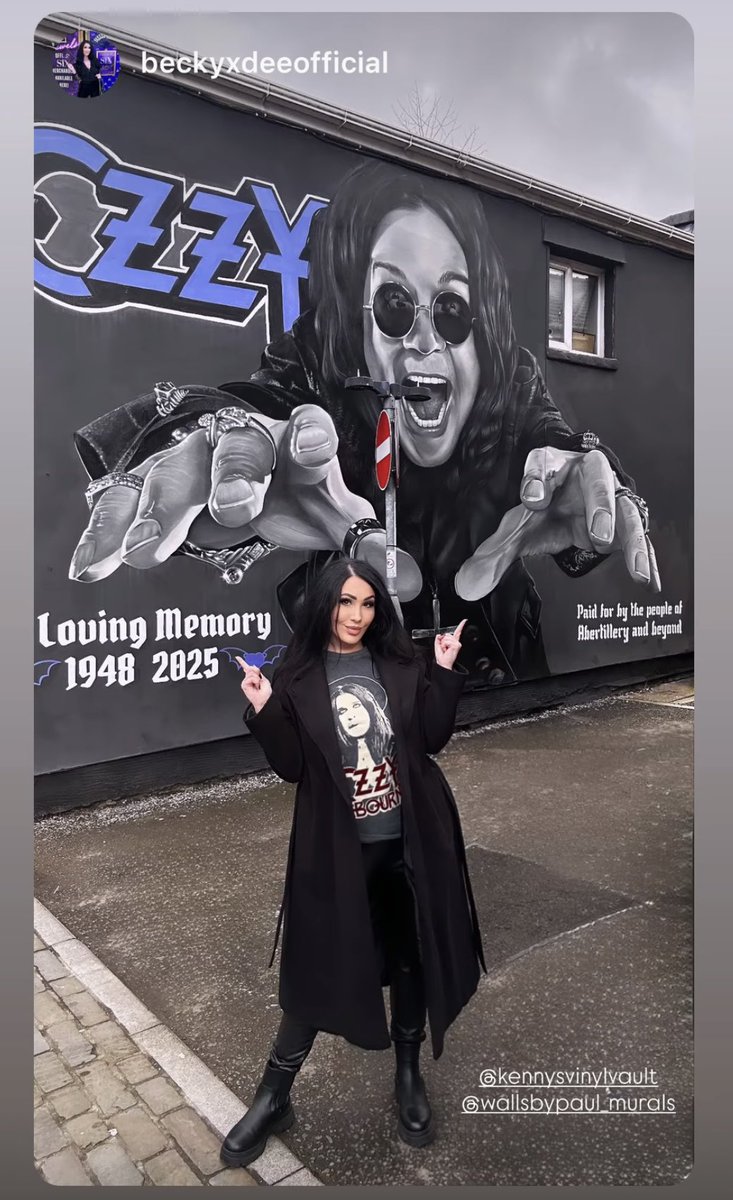 s_vaults's tweet photo. @OzzyOsbourne @TheOzzFest @Mr_Murals Our memorial mural that was paid for by the community of Abertillery and beyond. Art by #wallsbypaul We miss you Ozzy. ❤️ https://t.co/R0oI04cpr7