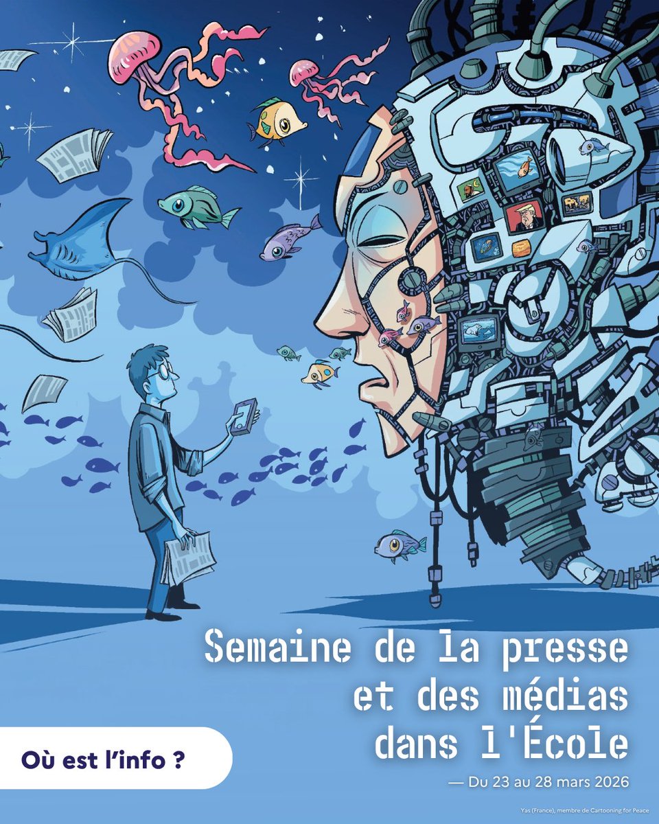 Lettres_edu_num's tweet photo. 🗞️ #SPME2026 | #ÉMI
🔷 La 37e édition de la Semaine de la presse et des médias dans l'École, sur le thème « Où est l’info ? », est lancée ! Sur le site de @LeCLEMI, retrouvez le #DossierPédagogique 2026 :
👉 https://t.co/3YIuyx6LTj https://t.co/VJjqu4QQH6