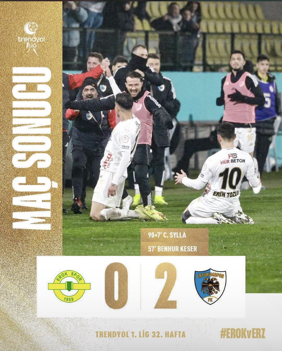 Dadaşlar yine farkını gösterdi.
Esenler Erokspor karşısında alınan 2-0’lık galibiyetten dolayı Erzurumspor’umuzu yürekten tebrik ediyor, başarılarının devamını diliyorum.
#Erzurumspor #Erzurum