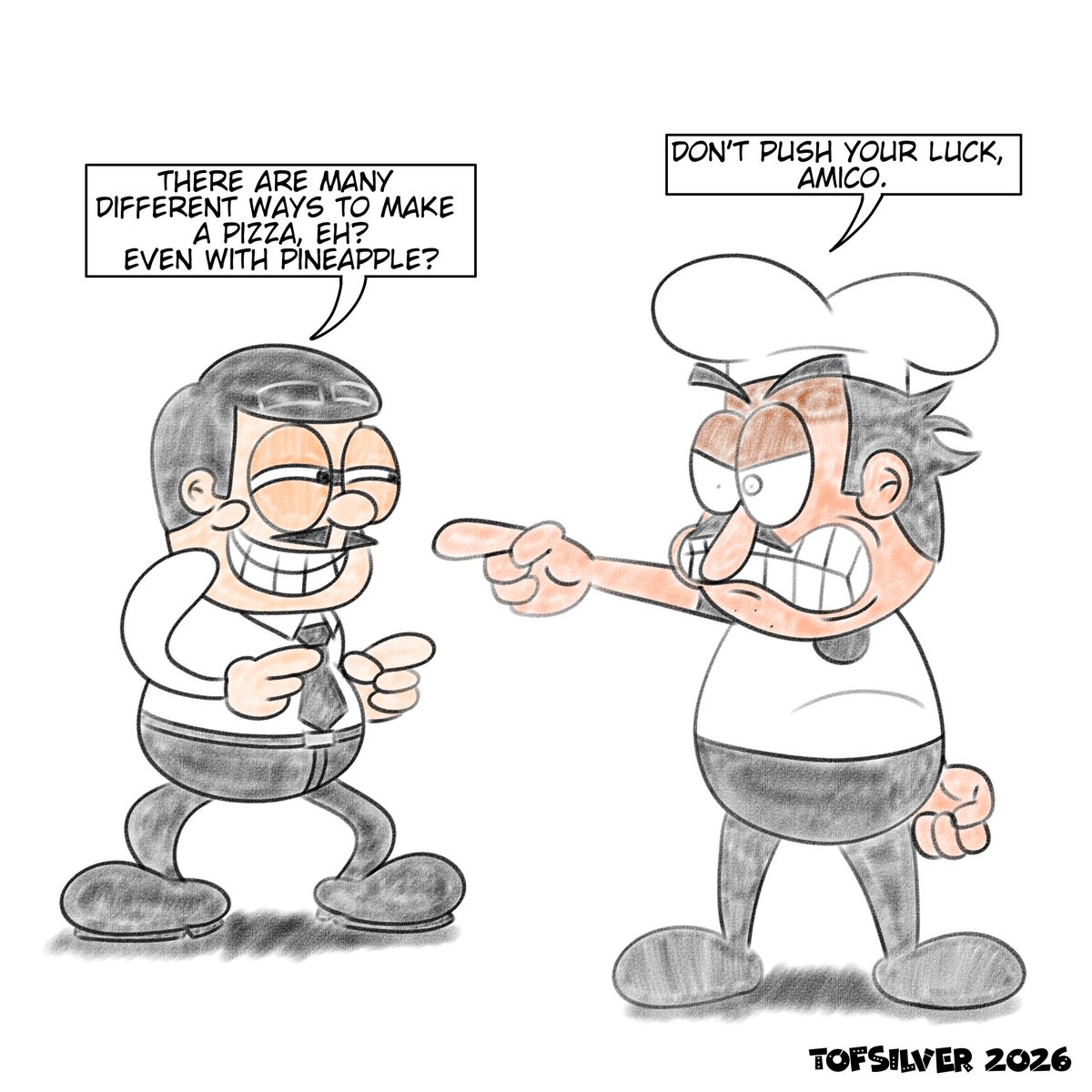 tofsilver9's tweet image. I meant to finish these drawings sooner, but I'll post them today because it's Peppino's birthday. #pizzatower #oc #selfinsert