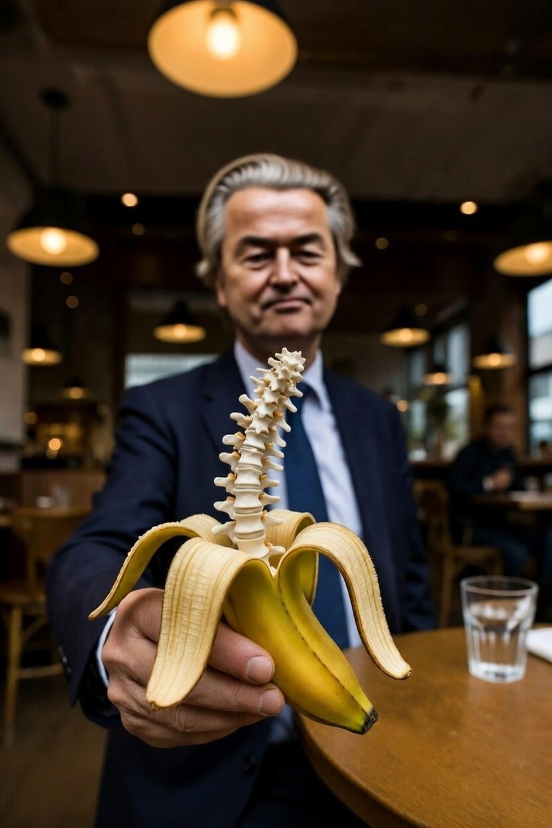 DePrikVan's tweet photo. #Wilders #Banaan 

Geert Wilders, de politicus met de ruggengraat van een banaan. https://t.co/SoS9X23OqU