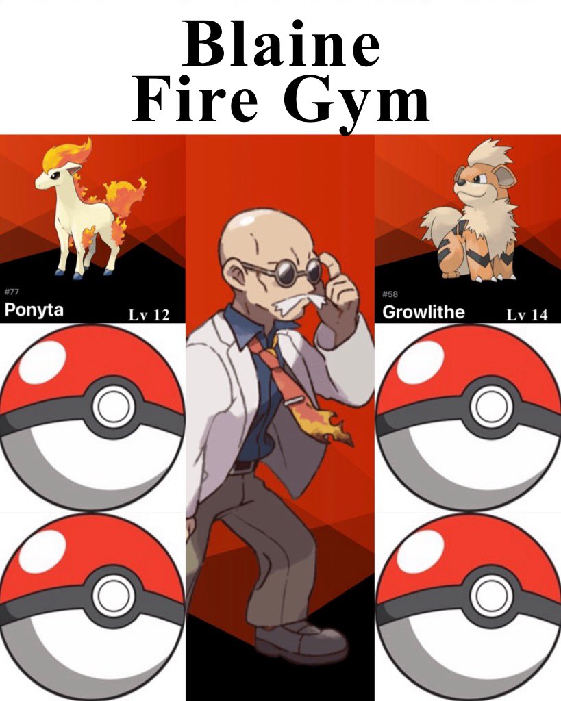 PaulBag101's tweet photo. Koga (Poison)
Sabrina (Psychic)
Blaine (Fire)
Giovanni (Ground) https://t.co/2Zlc2PMI6z
