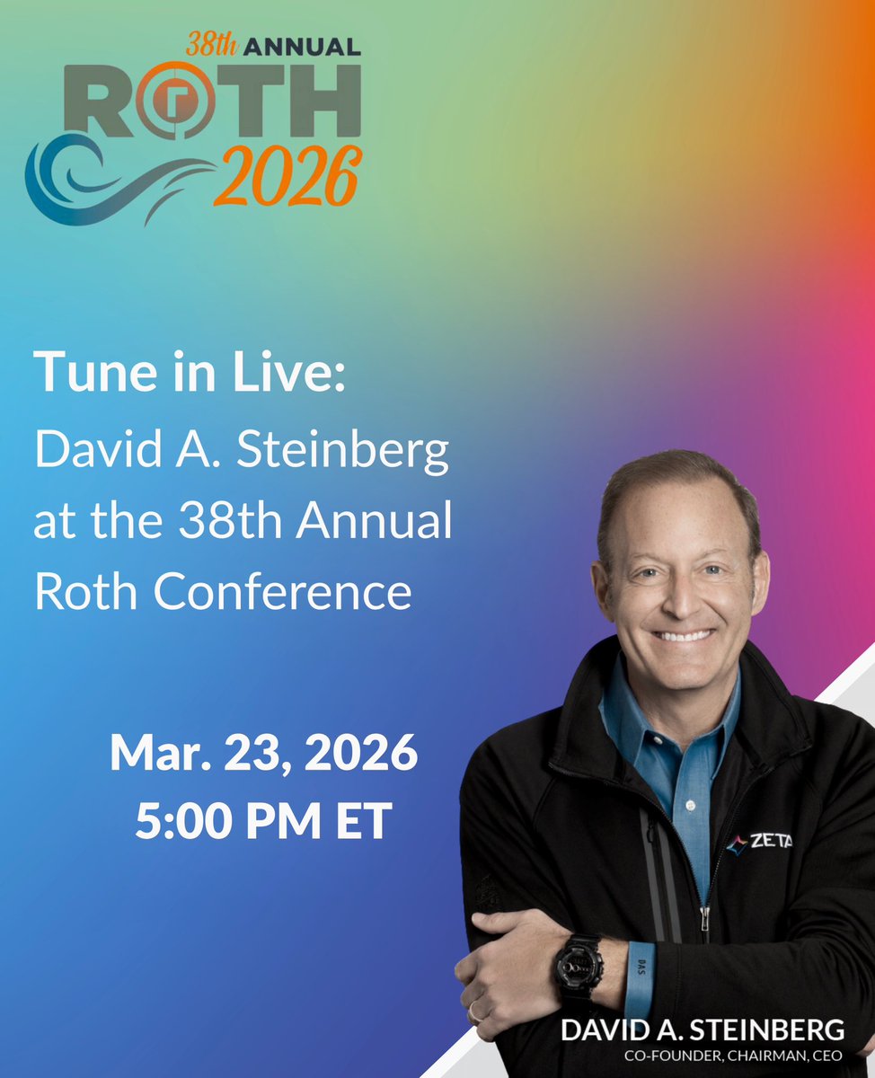 dsteinberg10000's tweet photo. Very excited to be speaking at the Roth Conference on Monday. Tune in using the link below. #ROTHConference
LG 🚀🚀🚀 $ZETA
https://t.co/CrPyWcArGb https://t.co/Yy3Ng8YoUi