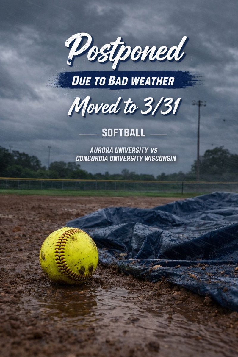 AUSportMgmt's tweet photo. Mother Nature had other plans 🌬️💨
We’ll be back and ready to play on 3/31 🥎
#Softball #Postponed #WeatherDelay #AuroraUniversity #ConcordiaWisconsin #CollegeSoftball https://t.co/xnldN2fgiy