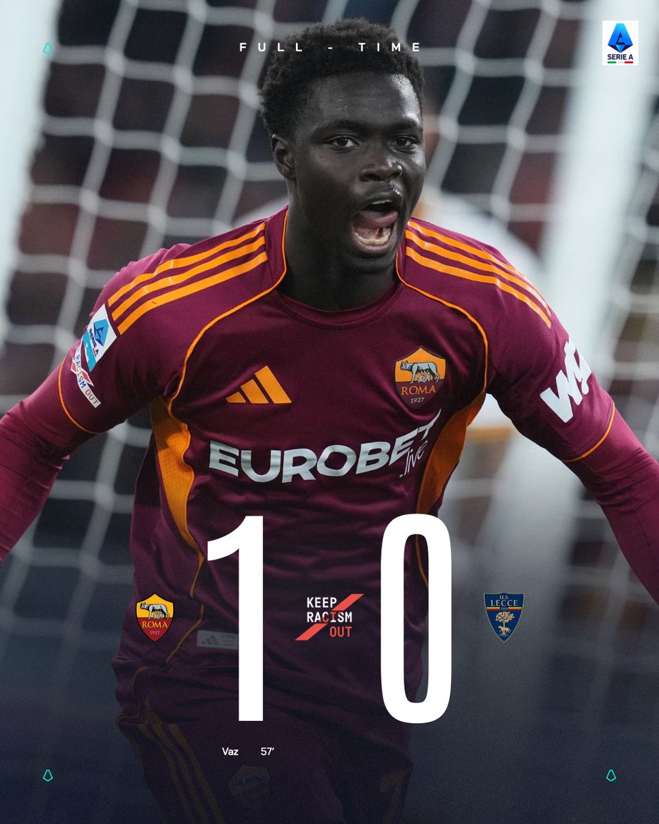 SerieA_ES's tweet photo. La Roma hace respetar su casa y se queda con la totalidad de los puntos. 💪
#RomaLecce
#KeepRacismOUT https://t.co/m2HLR3wbY3