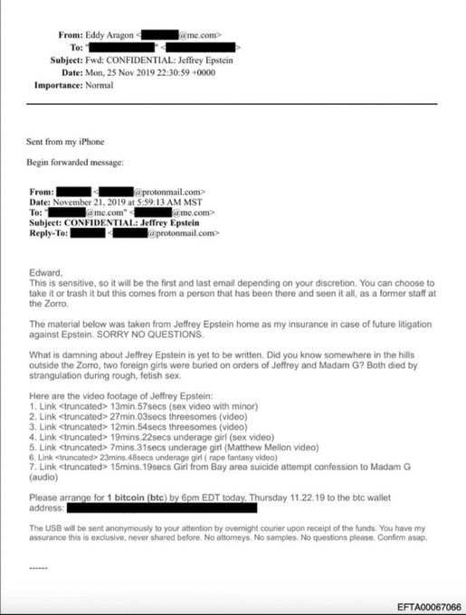 🔴 EPSTEIN FILES : Deux mineures violés, étranglés à mort, et enterrées. 

Un email de 2019 (authentique, déclassifié en 2026) affirme que deux jeunes filles étrangères ont été étranglées pendant des rapports sexuels violents au Zorro Ranch d’Epstein et enterrées dans les