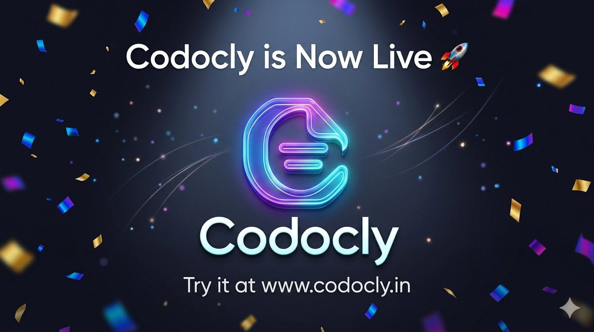 codocly's tweet photo. 🚀 Big Update: Codocly is Now Live with Payments! 💳
Technical documentation Genaration ai 

We’re excited to share that Codocly is now fully functional — including seamless payment integration.
👉 Visit: https://t.co/IpcOn50fwy
#Codocly #BuildInPublic #SaaS #Developers #AI https://t.co/wszCZUYFlu