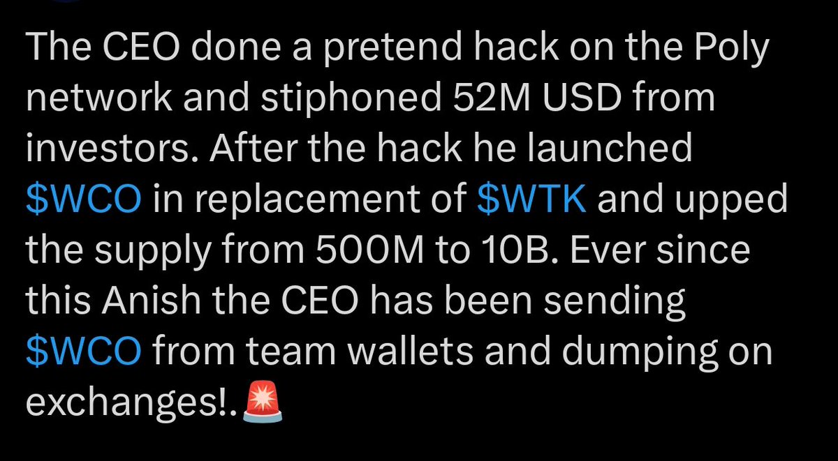 $WCO is a Scam 🚨🚨🚨🚨🚨 tweet media