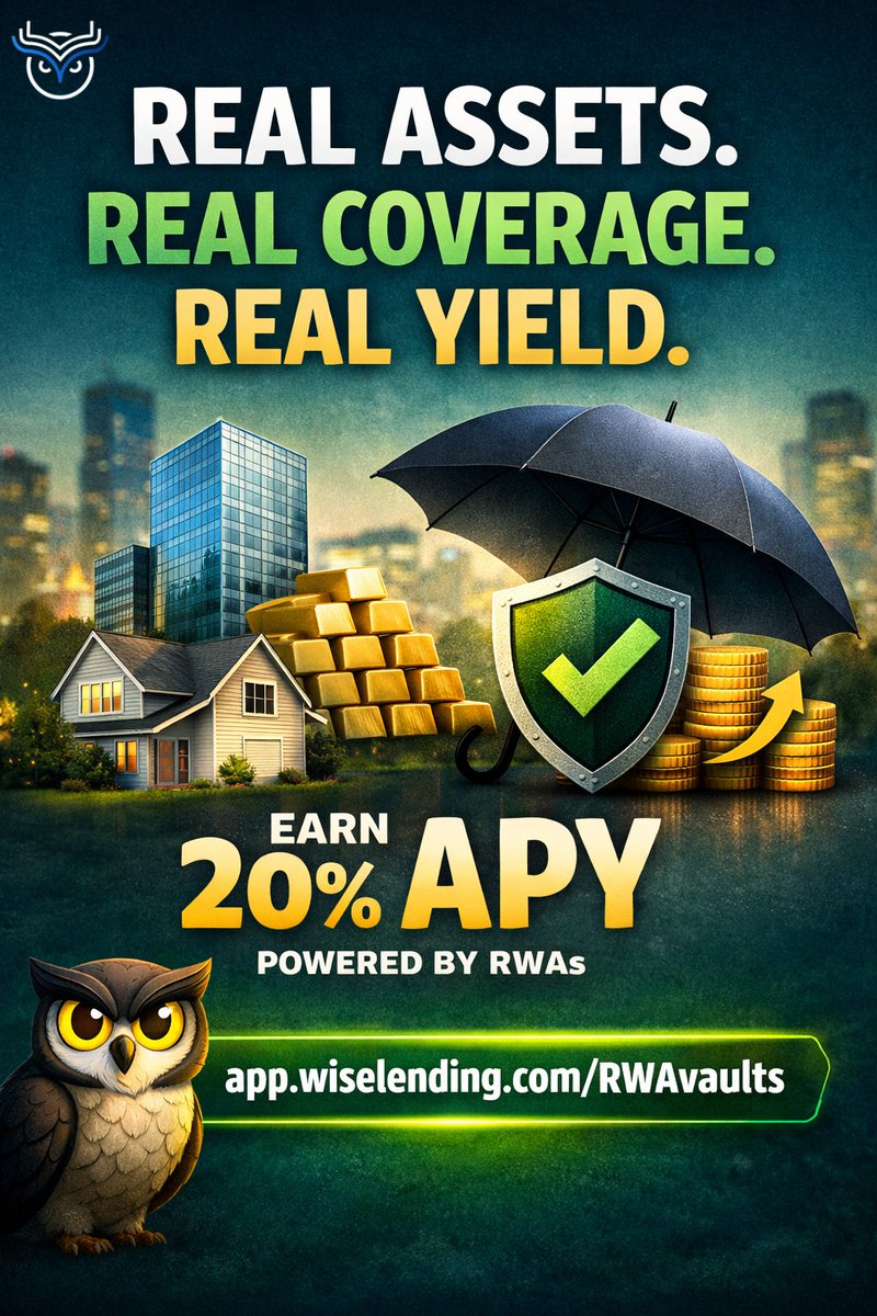 When returns are backed by real infrastructure and protected by real-world coverage, it hits different 🦉
Steady 20% APY powered by RWAs.
That’s the kind of model I like to see.
app.wiselending.com/RWAvaults