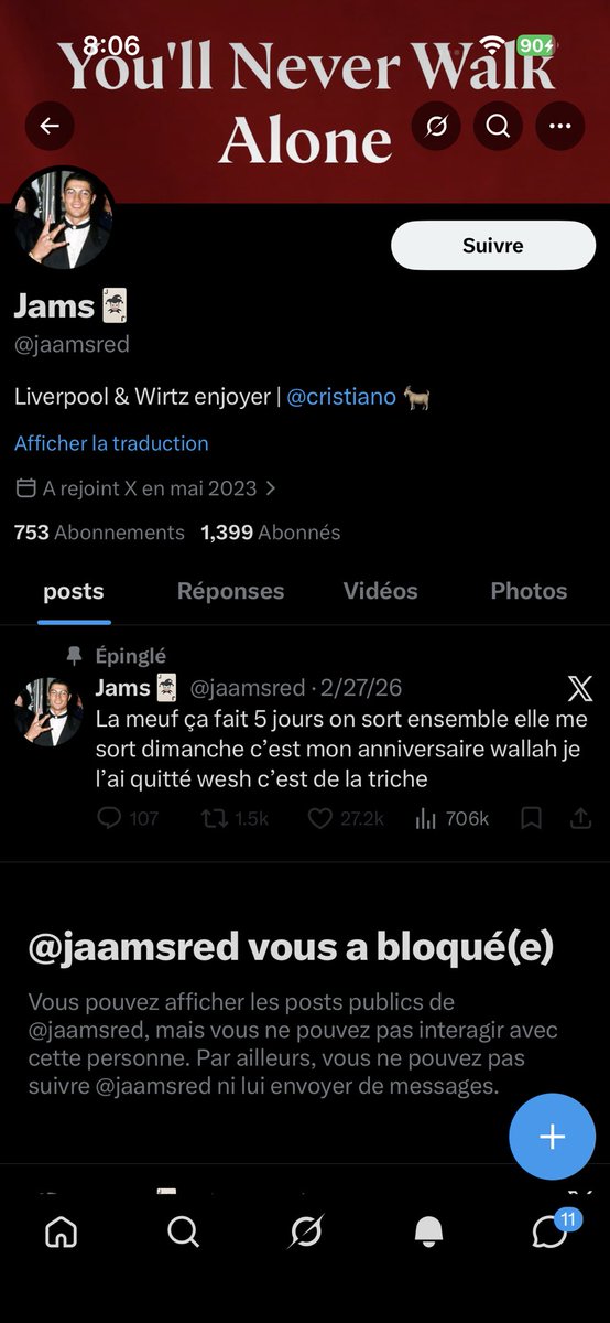 c’est le plus beau jour de ma vie c’est la première fois que je vois un compte qui m’a bloqué