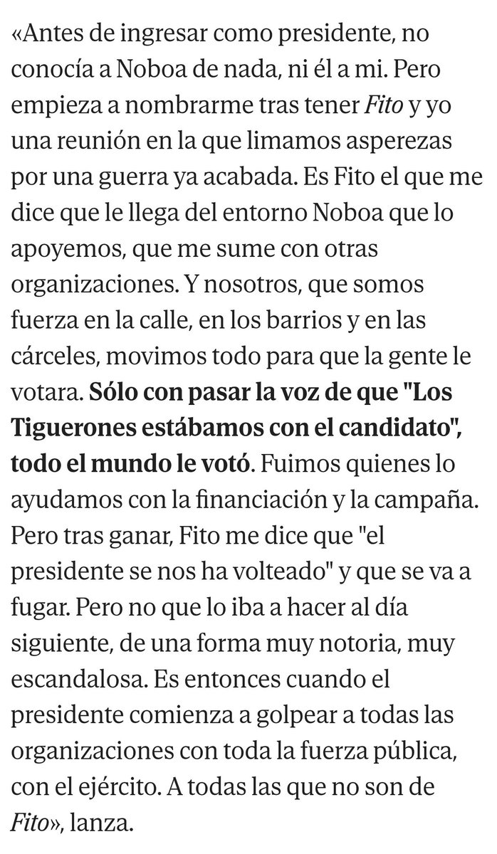saritortiz's tweet photo. William Joffre Alcívar Bautista, también conocido como El Negro Willy o Comandante Willy, líder de la banda Los Tiguerones, habla sobre su vida criminal, menciona supuestos acuerdos con el gobierno de Daniel Noboa y un presunto financiamiento de campaña. Incluso nombra a Mario Godoy, expresidente del Consejo de la Judicatura, quien fue puesto en ese cargo por ADN y lo mantuvo en funciones hasta que les resultó insostenible y tenían reemplazo. 
 https://t.co/ZbCjEGpV4l