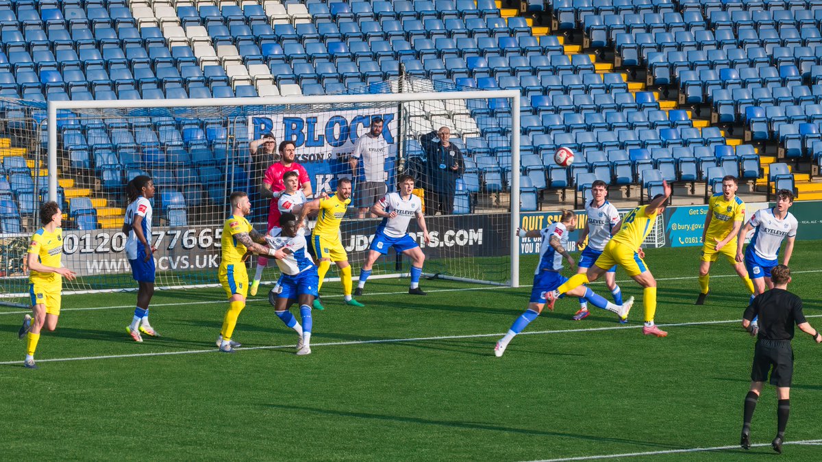 GomboczSteve's tweet image. Defending the Shakers goal during the game Bury v Bootle on 21/3/26. Well played. #BuryFC #PartOfIt @whitebluearmy @buryfcofficial #bfc140 #shaker