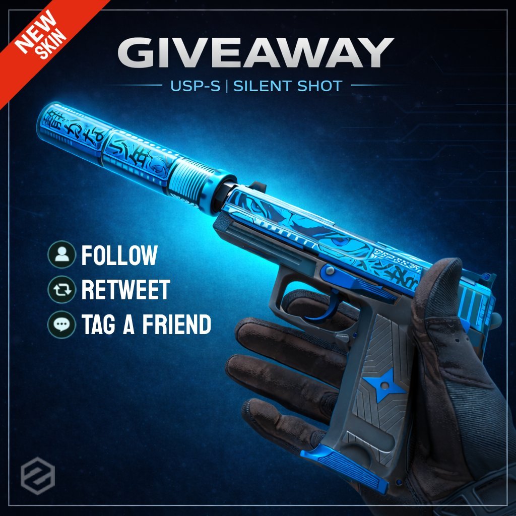 J1mmyLuck's tweet photo. ❤️ GIVEAWAY ALERT ❤️

🔥 USP-S | Silent Shot (Field-Tested) 🔥

Ready to win? Here’s how:
👉 Follow @J1mmyLuck &amp; @zevoCS2
👉 Like &amp; Retweet
👉 Tag at least 1 friend

⏳ Winner announced in 72 hours
🍀 Good luck, have fun!

#CS2 #CS2Giveaway https://t.co/tQVZe7LC1n