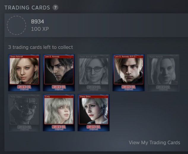 Multiple decades on Steam, and somehow this is the first time I've ever deliberately obtained Gems and made a booster pack. I feel like building a #ResidentEvil shelf on my Steam profile though!

That said, I needed 4 cards.... I received 2 duplicates of a card I already have 😂
