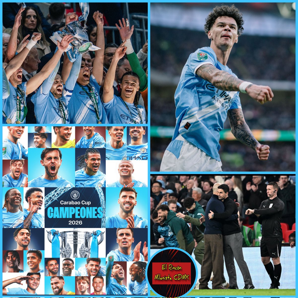 Manchester City Campeones de la Carabao Cup 🏆
Después de darle un baile al Arsenal que compitió en los primeros minutos y después fue borrado , con doblete del O'reilly 
Otro título para Pep Guardiola llegando a 40 en su carreta como DT 
19 de ellos en el City 🏆