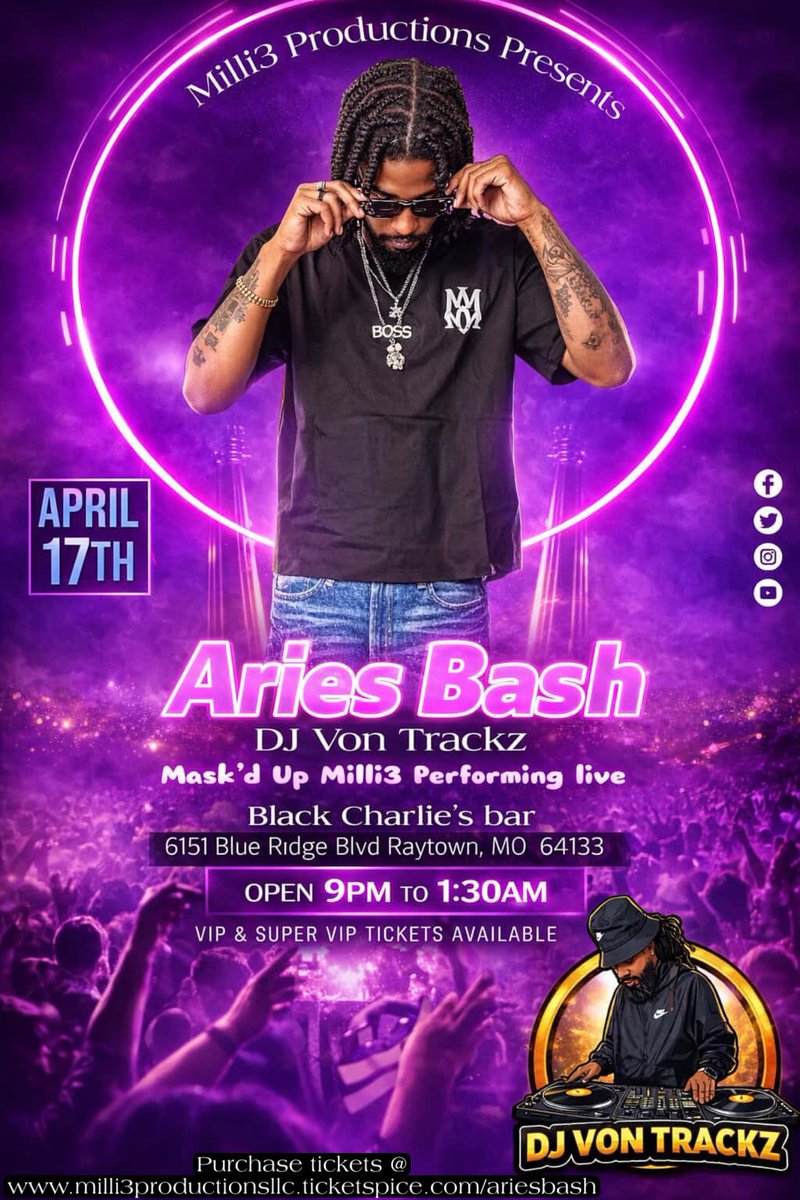 maskdupmilli3's tweet photo. Ready, set, go! Click the link 🔗 in my bio and use code: ab26 to score 25% off your tickets with the early bird special. Don’t miss out‼️ VIP tickets include free drinks 🍹. This event is gonna be lit 🎥💯 #ariesbash https://t.co/dcAh61t8ru