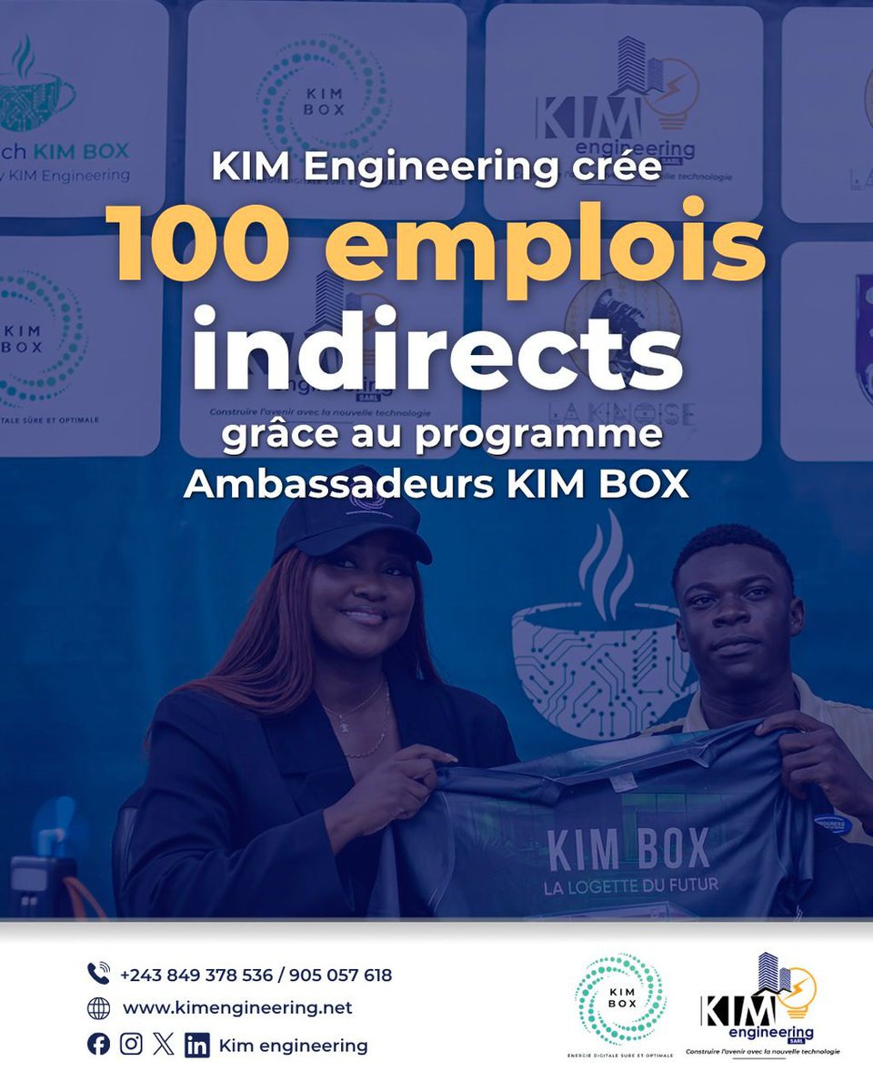 engineering_kim's tweet photo. 100 emplois indirects créés!
L’aventure KIM BOX continue ☺️
Restez branchés, le meilleur reste à venir. ⚡
#KIMBOX #Innovation #Impact #Opportunités https://t.co/qIL7iDlTGR
