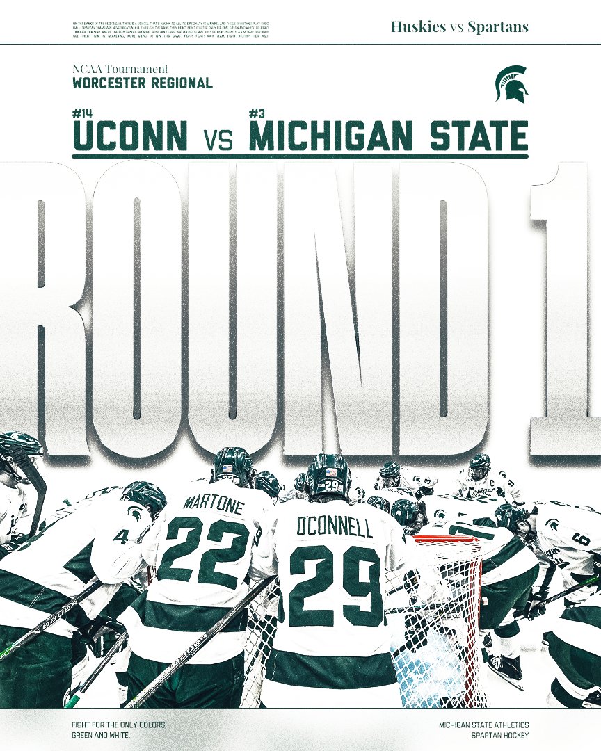 The Spartans are headed to Worcester!

We'll take on No. 14 overall seed UConn in the first round on Thursday afternoon!