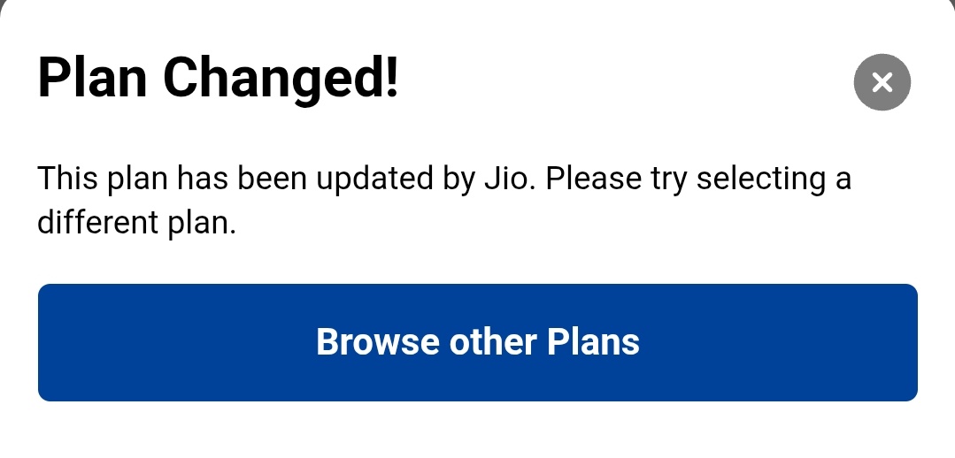 Manishedia's tweet photo. @Paytm @Paytmcare Why the hell recharge plans are not updated in the application and after putting manually it says we couldn't find the plan but you can still proceed we will confirm it directly with the jio and after clicking on it gives an error try different plan. https://t.co/iCosxBB3qC