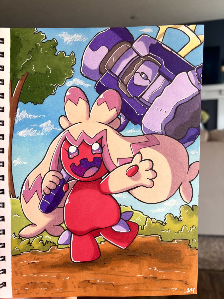 SoupAndSalt's tweet photo. Second marker drawing this time of Tinkaton #tinkaton #pokemon #art #ohuhumarkers #fanart https://t.co/KjBl2z3Hd8