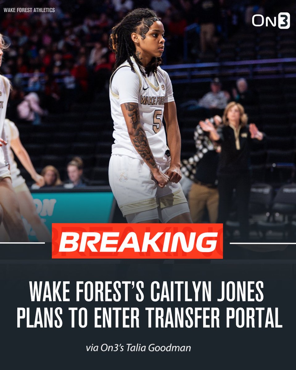 TaliaGoodmanWBB's tweet photo. NEWS: Wake Forest’s Caitlyn Jones plans to enter the transfer portal, she told @On3. 

The 5-8 freshman averaged 8.3 ppg and 2.6 apg this season. 

READ: https://t.co/yYYFsdF63t https://t.co/n0PPkS2d2A