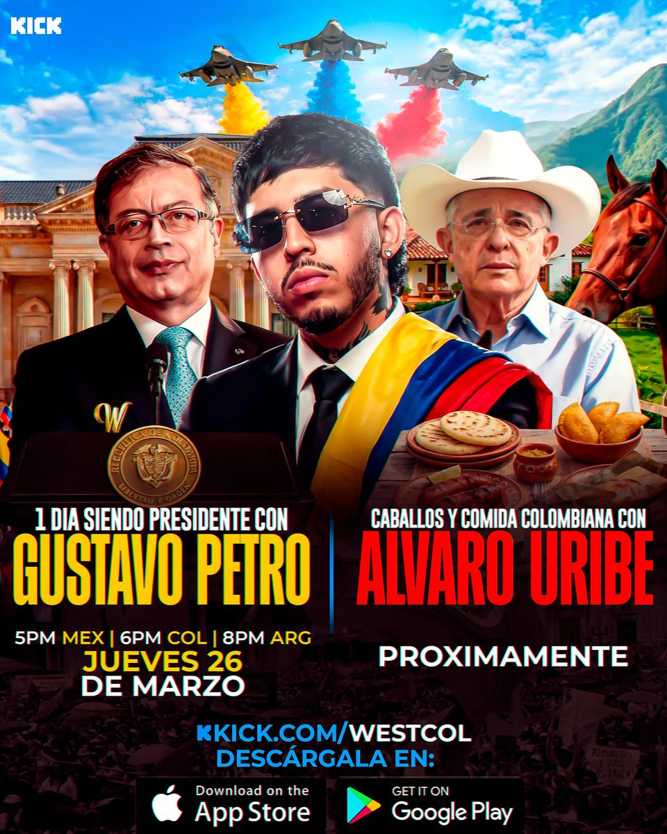 🚨Westcol hará un Stream con el Presidente de Colombia Gustavo Petro  el 26 de marzo y con el ex Presidente Álvaro Uribe 😳🔜🔜 el streamer más grande del planeta 🐐