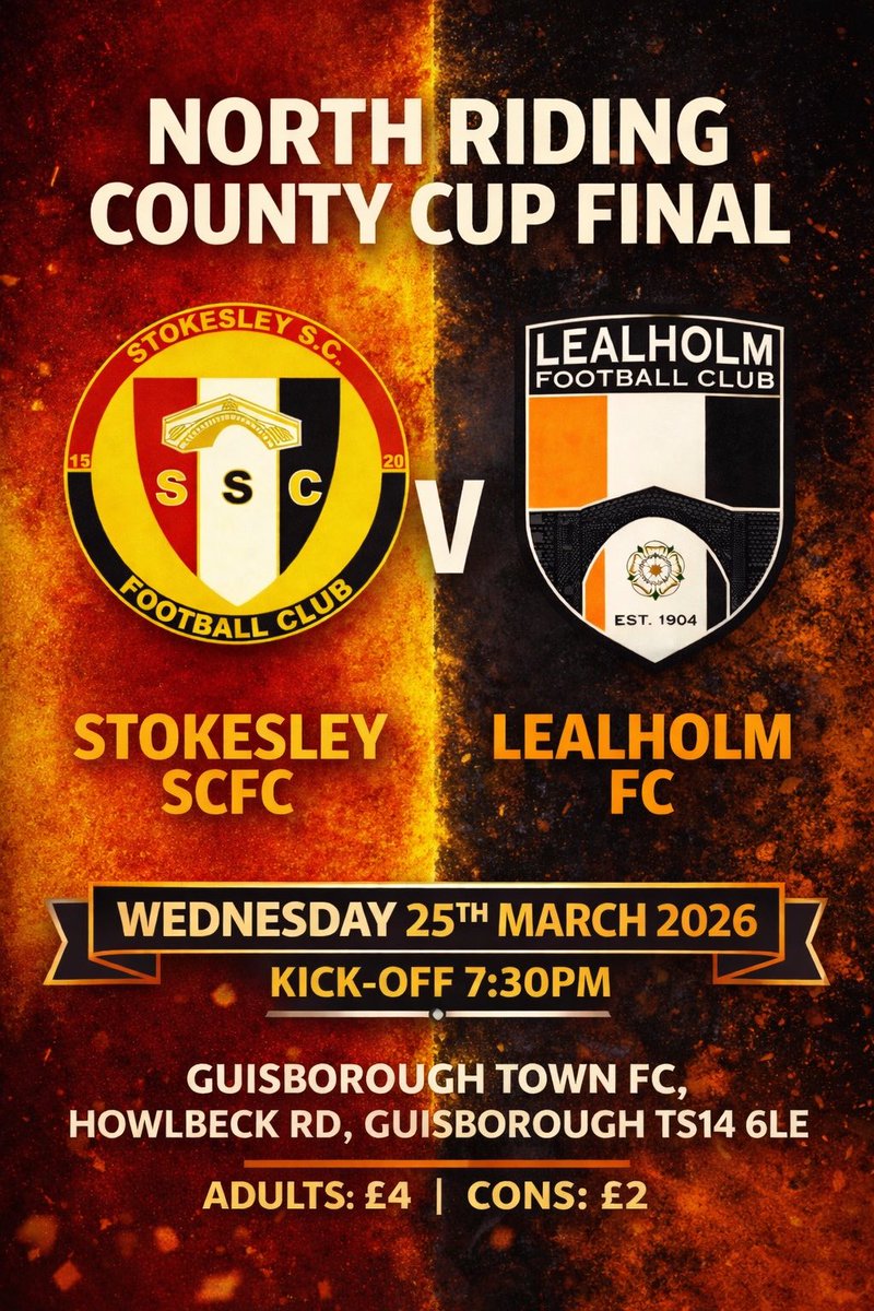 𝐂𝐮𝐩 𝐟𝐢𝐧𝐚𝐥. 𝐔𝐧𝐝𝐞𝐫 𝐭𝐡𝐞 𝐥𝐢𝐠𝐡𝐭𝐬. 🔜⚔️

🏆𝐂𝐎𝐔𝐍𝐓𝐘 𝐂𝐔𝐏 𝐅𝐈𝐍𝐀𝐋 
🗓 𝐖𝐞𝐝𝐧𝐞𝐬𝐝𝐚𝐲 𝟐𝟓𝐭𝐡 𝐌𝐚𝐫𝐜𝐡 
⏰ 𝐊𝐎 𝟕:𝟑𝟎𝐏𝐌 
📍 𝐆𝐮𝐢𝐬𝐛𝐨𝐫𝐨𝐮𝐠𝐡 𝐓𝐨𝐰𝐧 𝐅𝐂

⚽️🟠⚫️