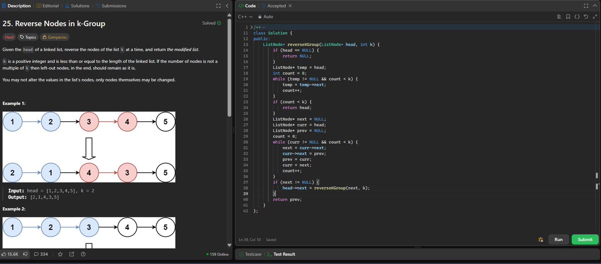 ANNISH_SEN's tweet photo. Daily DSA | Day 62 | LeetCode150 Solved: Reverse Linked List II (LC92) Idea: Traverse to the left position, reverse the sublist between left and right, and reconnect the reversed part with the remaining list.  #LeetCode #LeetCode150 #DSA #CPP #Algorithms #CodingJourney #cricket https://t.co/BwdvzgKF15