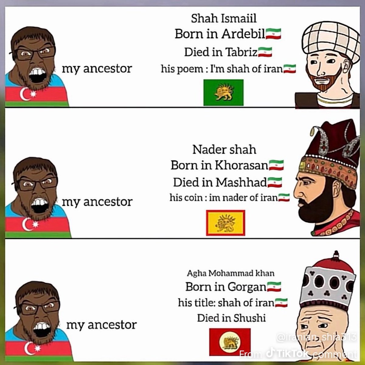 drinker845223's tweet photo. @amin_sj97 @Iran_naameh @Intlobserver0 Your ancestors claimed they were Iranian 🤣 https://t.co/F6Ex44vnEp