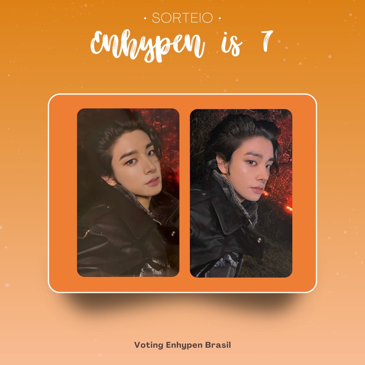7️⃣ ──͏ SORTEIO ENHYPEN IS SEVEN- 🧡

   ENGENEs, vamos movimentar as tags novas? Participem do sorteio da Voting!

⤷ Regras e prêmios nos banners

Informações sobre o uso das tags novas: (tinyurl.com/468s3x58)

⤷ TAGS :

Seven voices, one story. ENHYPEN will always be 7.