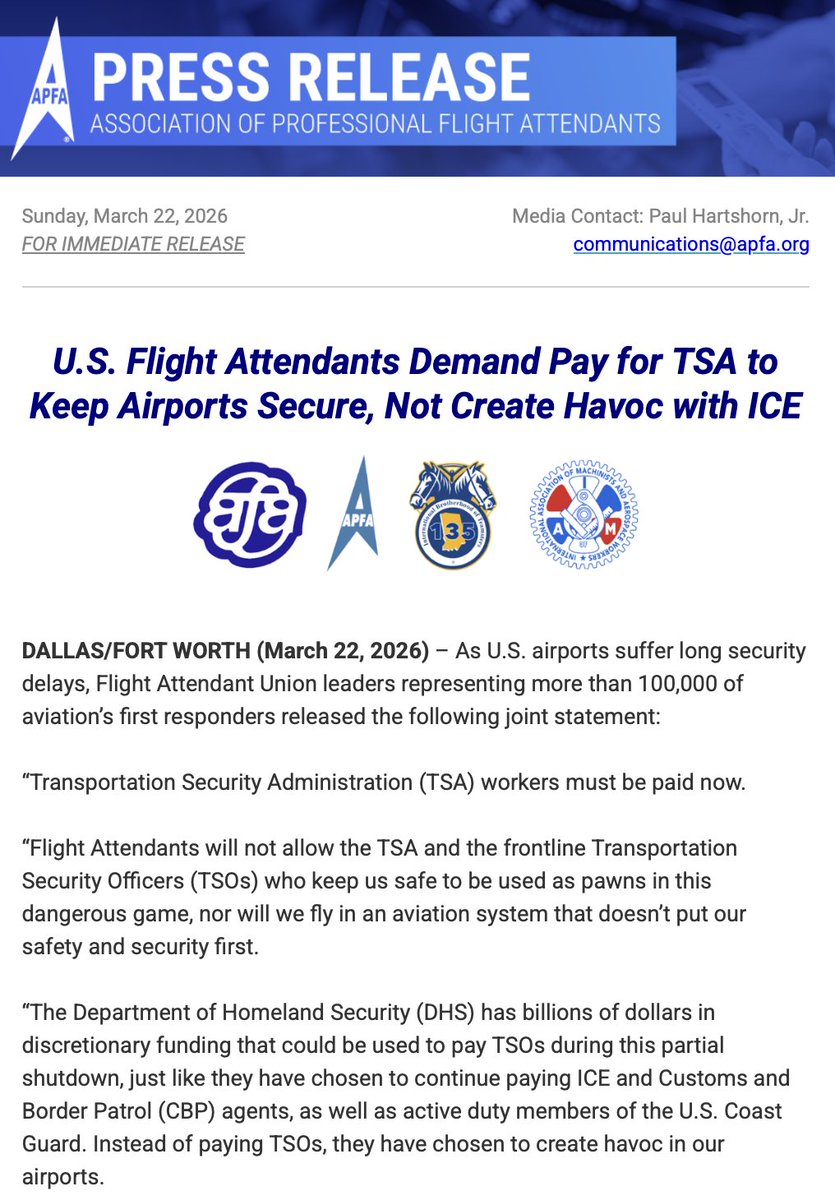 Association of Professional Flight Attendants tweet media