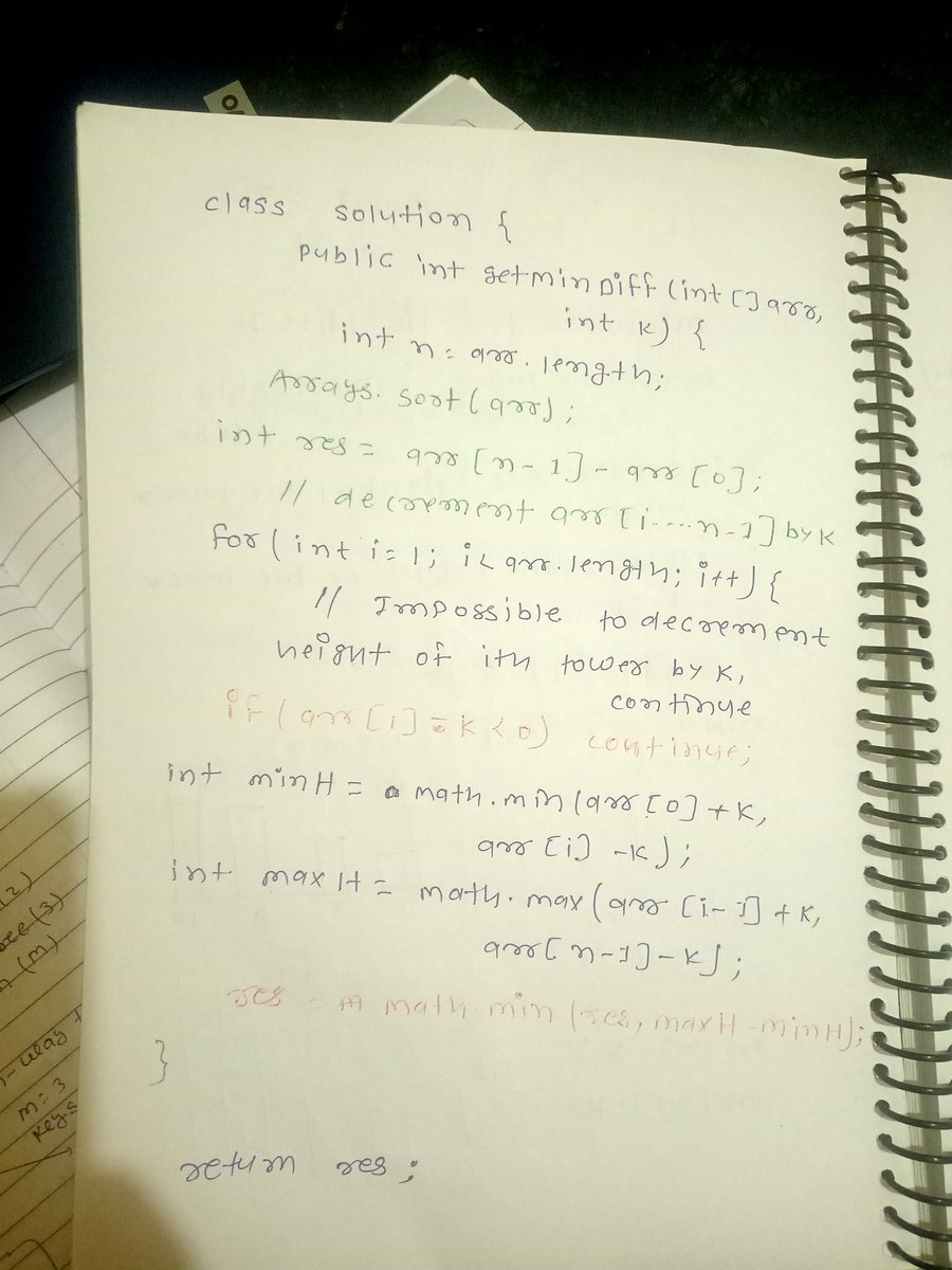 AzadKumar161440's tweet photo. Day 9 of my
#GFG160DaysCodingChallenge 🚀 
 minimize the Heights ll
#gfg160 #geekstreak2026 #geeksforgeeks #160DaysOfCode @geeksforgeeks https://t.co/3NmGWmLN5G