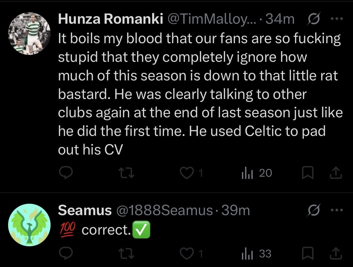 Celtic lose and the board bots are out in force again, it’s really sad