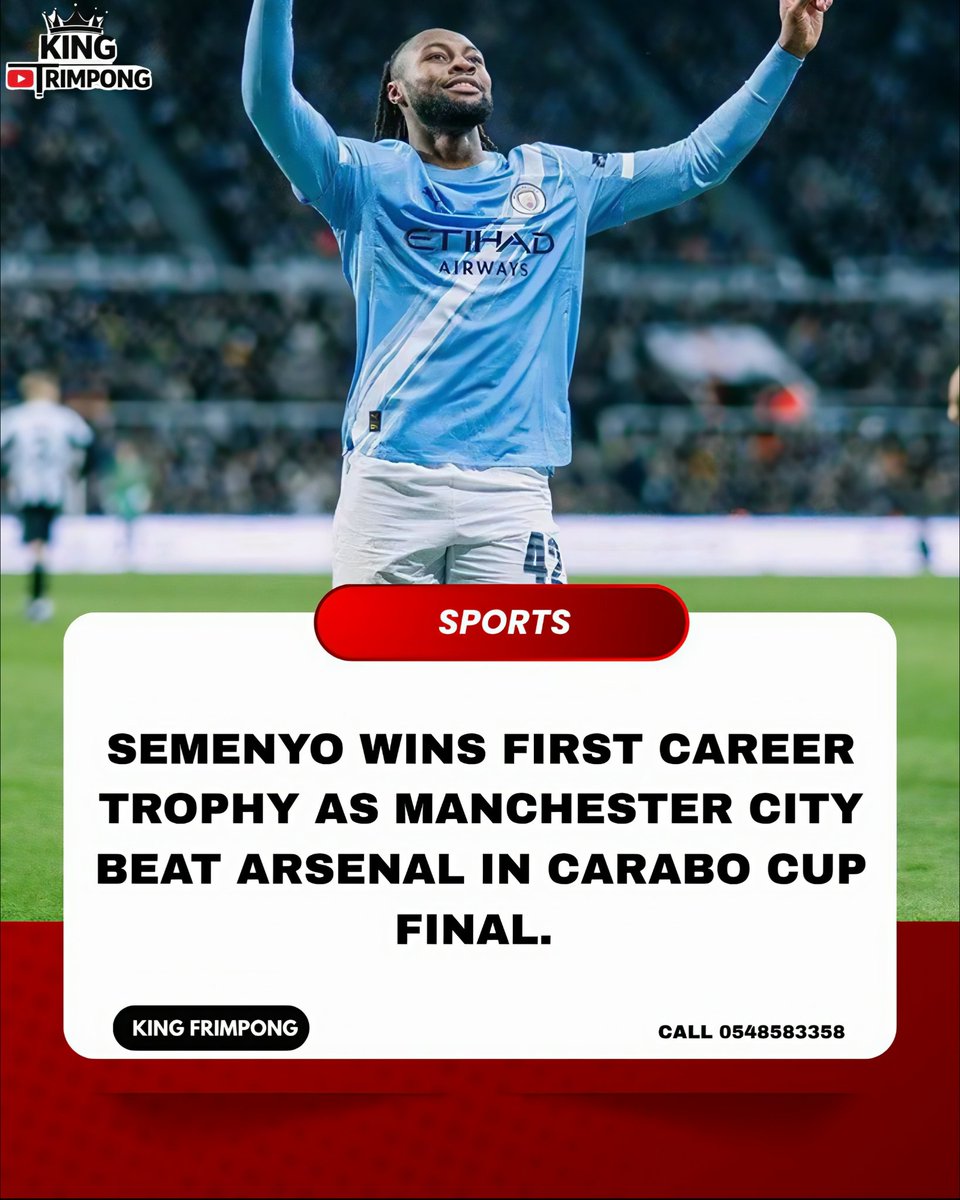 Kingfrimpong_'s tweet photo. 🚨🇬🇭 Antoine Semenyo wins his first ever career trophy. Congratulations Superstar. Ghana is proud of you.

#kingfrimpong #ghanaian #antoinesemenyo #manchestercity https://t.co/juH5WBQR2S