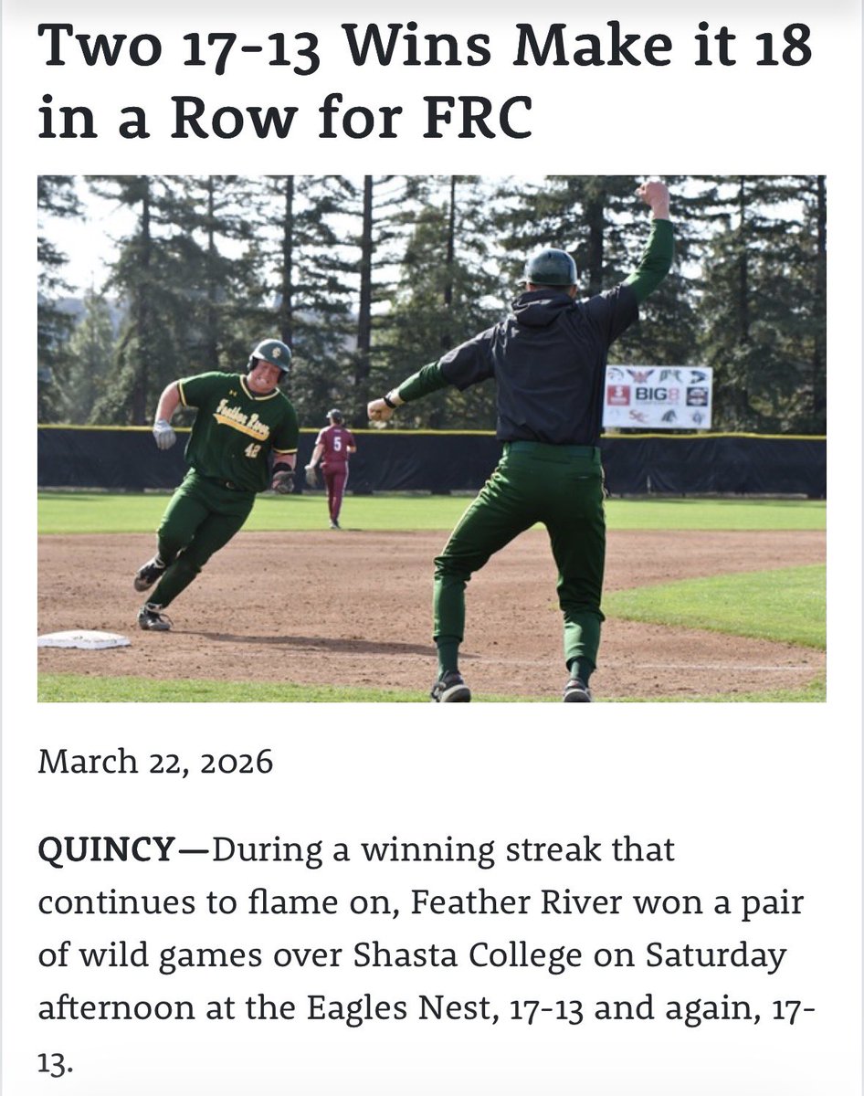 Feather River College Baseball ⚾️🦅 tweet media