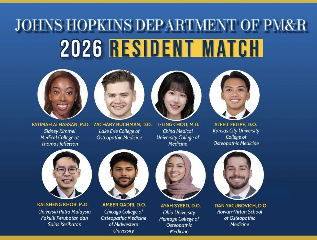 ayahjsyeed's tweet photo. We are SO happy to announce that @MeerQadriPMR and I matched together at Hopkins! Thank you so much to all of our mentors and the support from the PM&amp;R community, we cannot wait to join the @Hopkins_PMR family! https://t.co/FrmE1lc4cu