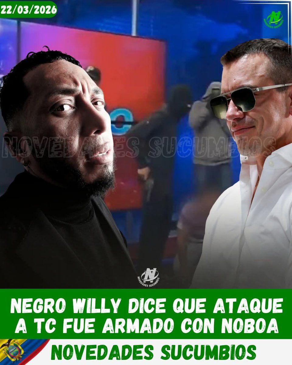RRueda_Ermel's tweet photo. 🆘WILLY Y NOBOA ARMARON ATAQUE A TC TELEVISIÓN🆘🆘
#Bandidos
#WillianAlcívarBautista, alias (Negro Willy) cabecilla de "Los Tiguerones". Desde España, aseguró que, el ataque armado contra "TC Televisión" en 2024, fue planificado por el vil #DanielNoboa, desde el propio Gobierno. https://t.co/Ew8KZm5YPb