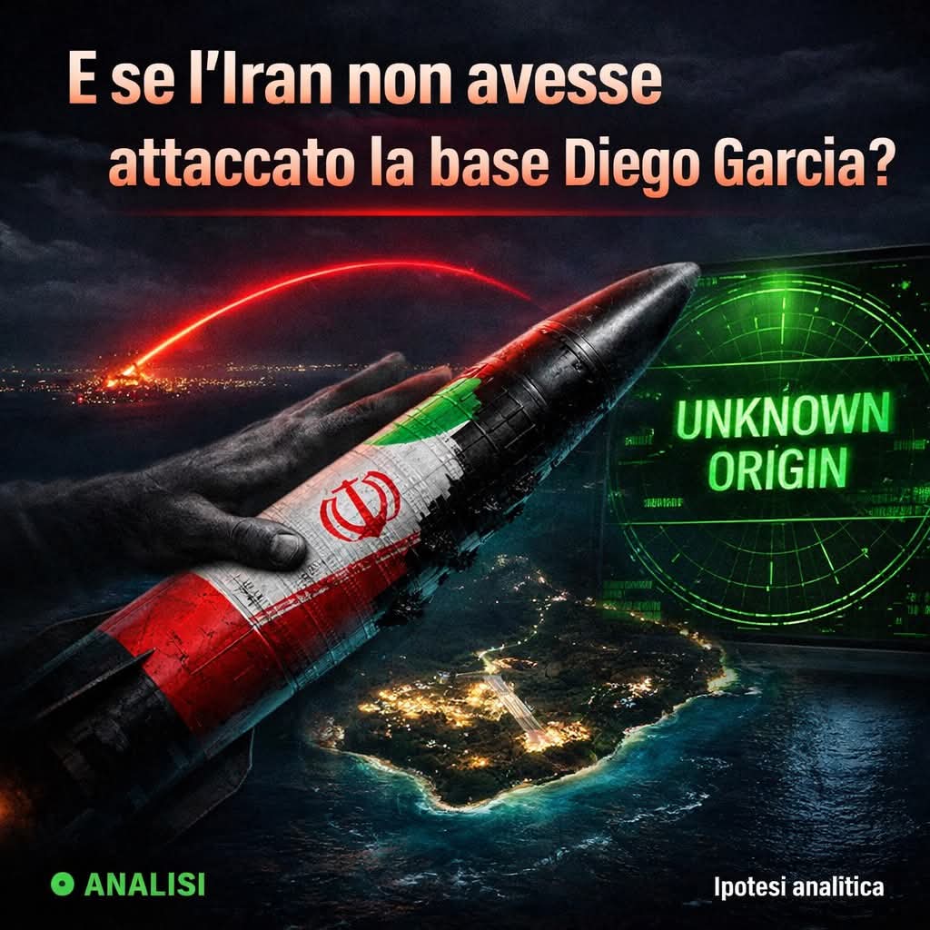 Attacco alla base Diego Garcia: e se NON fosse stato l'Iran?  

L’attacco missilistico contro la base anglo-americana di Diego Garcia, nell'Oceano Indiano, solleva interrogativi che vanno oltre la cronaca balistica. Dei due vettori lanciati da una distanza di circa 4.000 km, uno