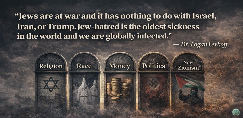 LinaTruthSeeker's tweet photo. “Jews are at war and it has nothing to do with Israel, Iran, or Trump. Jew-hatred is the oldest sickness in the world and we are globally infected.”
— Dr. Logan Levkoff

For thousands of years the accusations change, but the target stays the same.
Religion.
Race.
Money.
Politics.
And now it's Zionism.

Every generation invents a new justification so people don’t have to admit what it really is.
The language changes.
The hatred doesn’t.