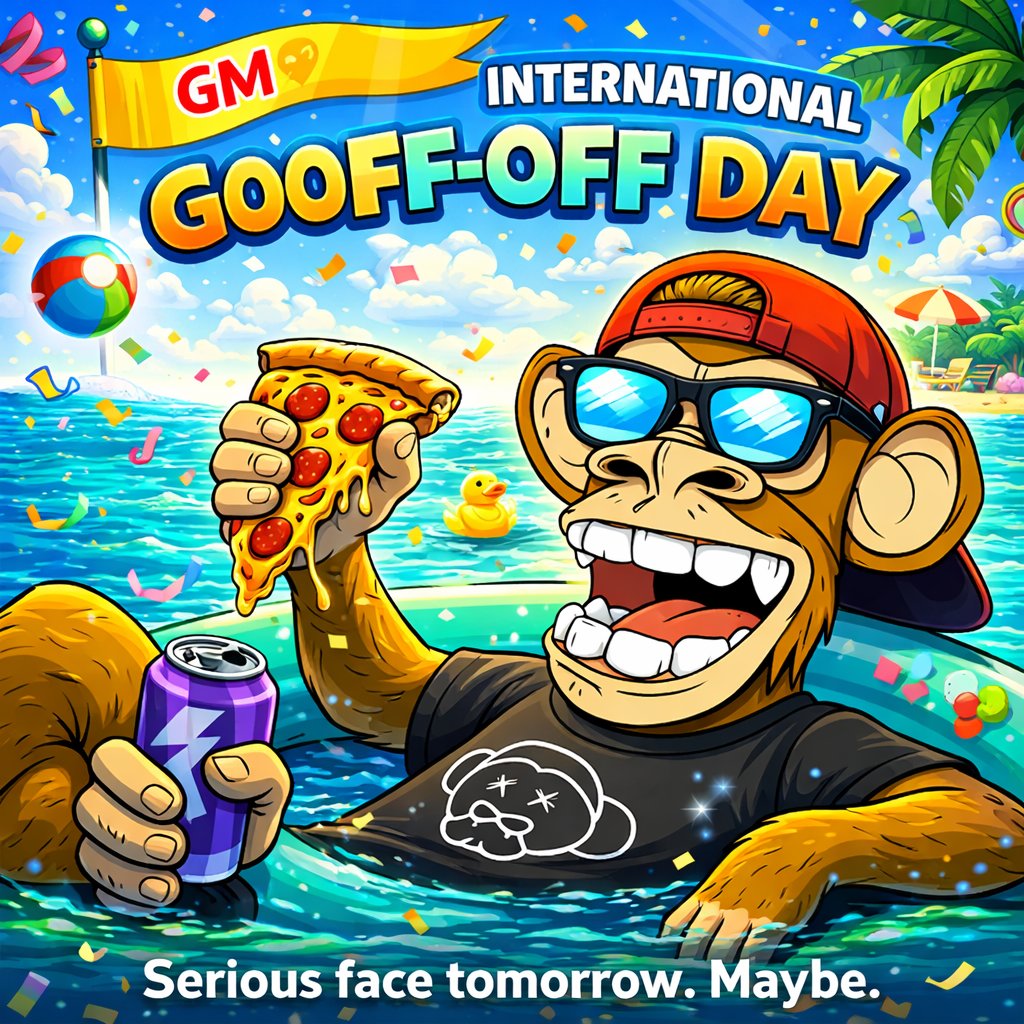 mgmm's tweet photo. GM
It's International Goof‑Off Day.
Serious face tomorrow.
Maybe. 😜
#ApeDayDiaries #InternationalGoofOffDay https://t.co/hvO0RxtB7j