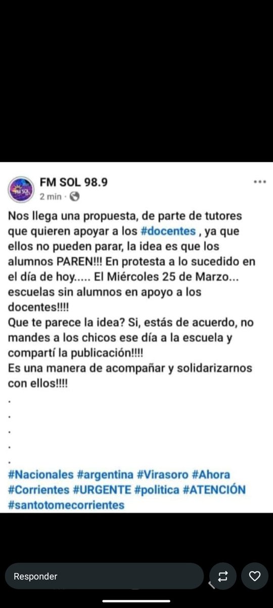 Están queriendo que no vallamos a la escuela, si les importa nuestra educación no harían esto, se que los docentes la están pasando mal pero no es excusa para que los alumnos falten a la escuela,¿sino que nos queda?