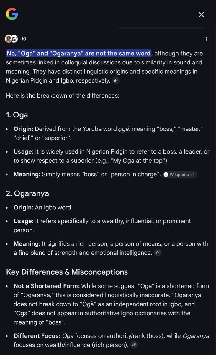 _shezil's tweet photo. @Starqueensly They are not the same. OGA means boss in Yoruba while Ogarayan according to your source and mine, means rich person. https://t.co/7BuvIrPjpJ