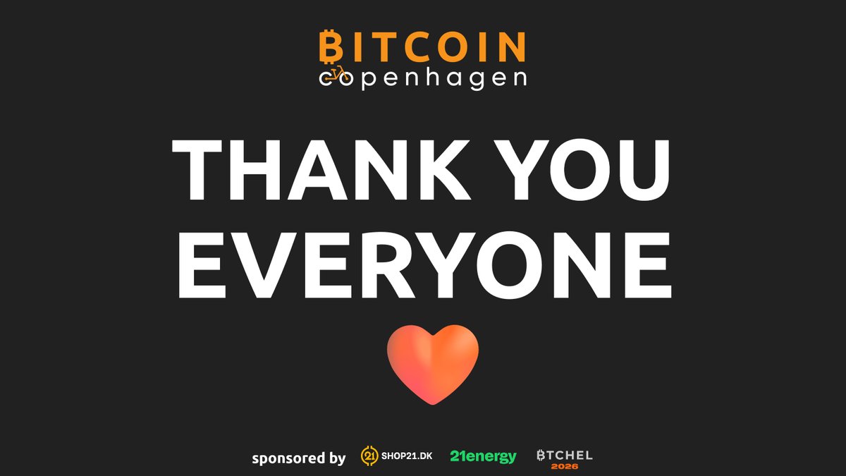 Wow..
What a day.

A BIG thank you to every single one of you for making Bitcoin Copenhagen 2026 such a great time.

I hope you all enjoyed it. 🧡

—
Thank you such much to all of the sponsors who made this event possible:
🟡 <a href="/SHOP21DK/">SHOP21.DK</a> 
🟢 <a href="/21energy_com/">21energy</a> 
🟠 <a href="/btchelevent/">₿TCHEL 🇫🇮</a>