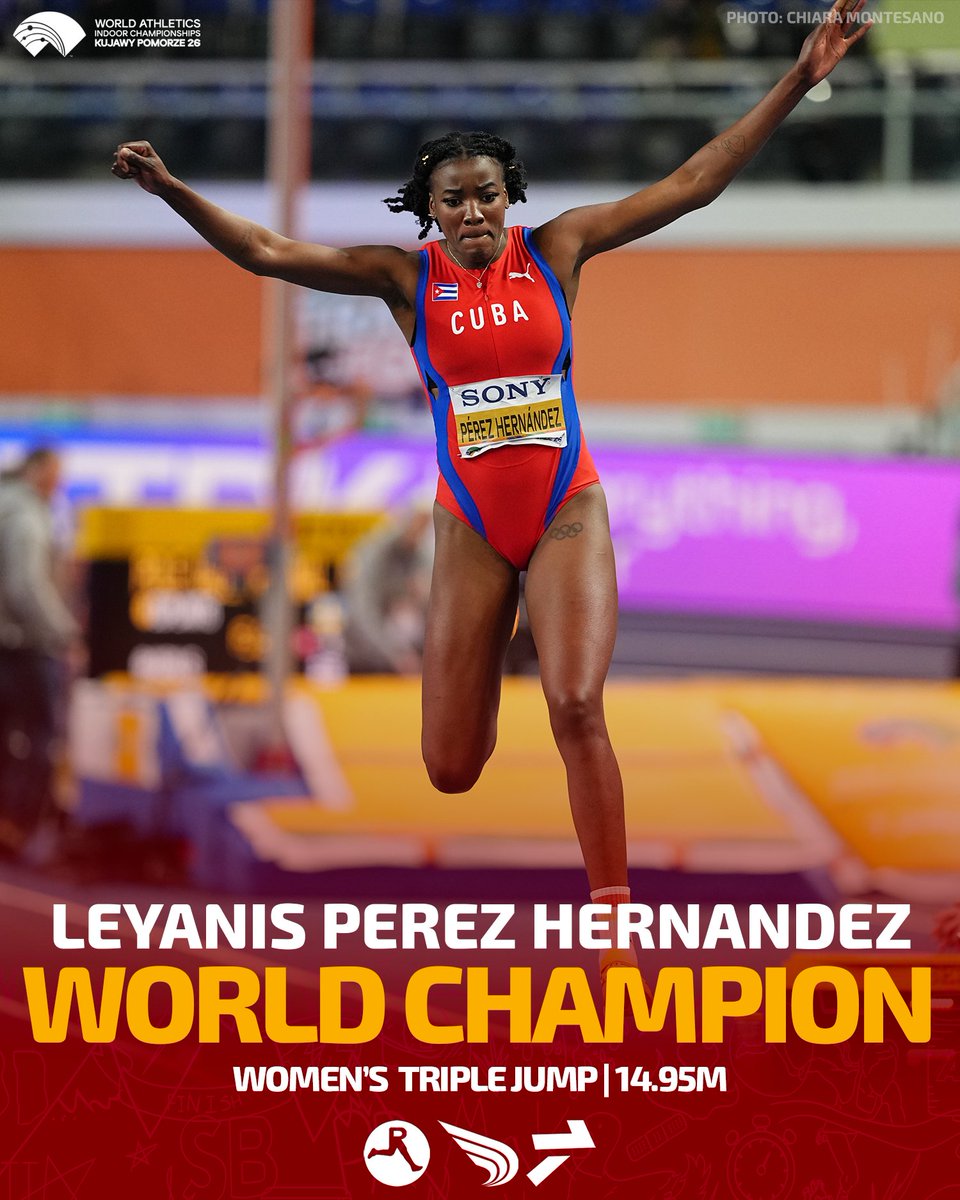 Y en medio del apagón éste alegrón ❗Leyanis Pérez Campeona en el mundial bajo techo en Torun con un salto de 14.95 metros
#CubaVencerá